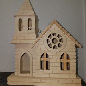 Wood Bird House - Church